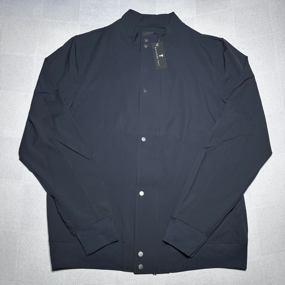 NEW American Tall Bomber Jacket Mens Large Tall Snap Zip Technical Dark Gray